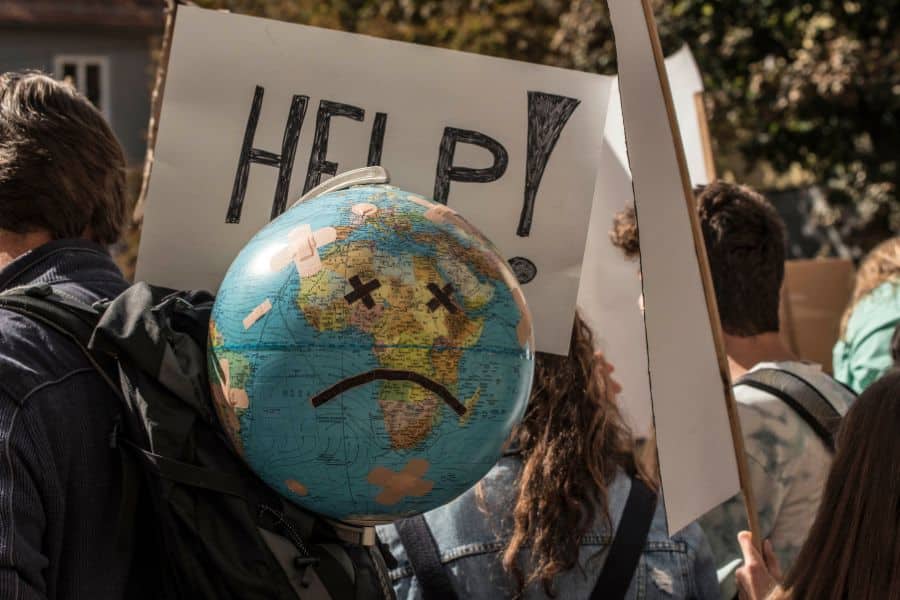 student addressing climate change before the elections