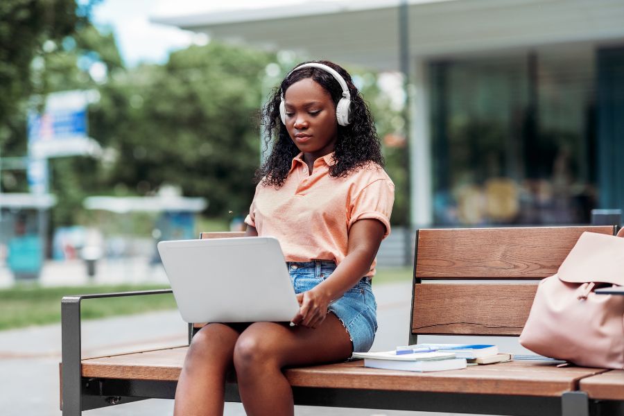student completing psychometric tests in quiet environment