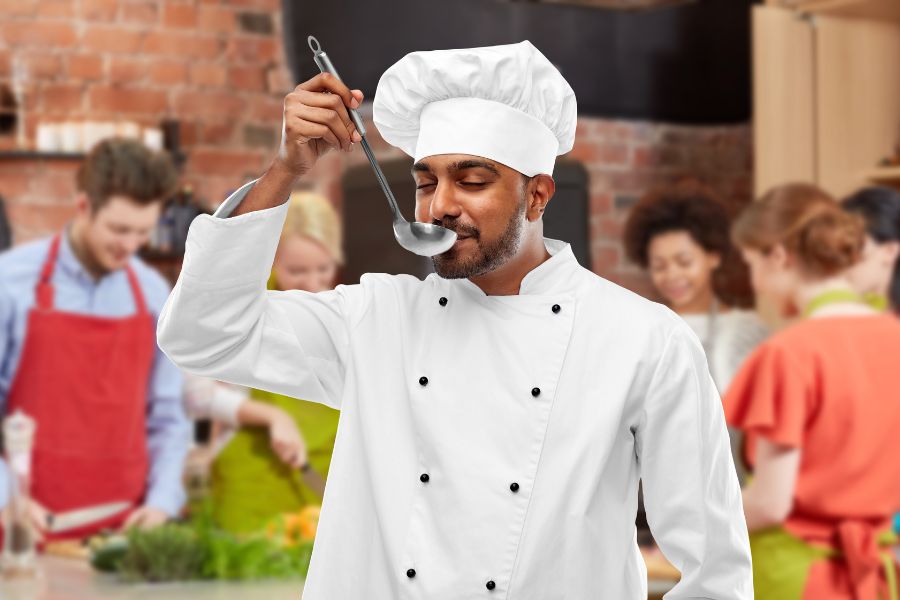 student taking part in culinary competition