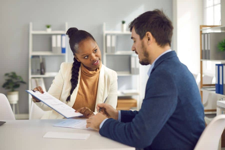 man receiving job contract