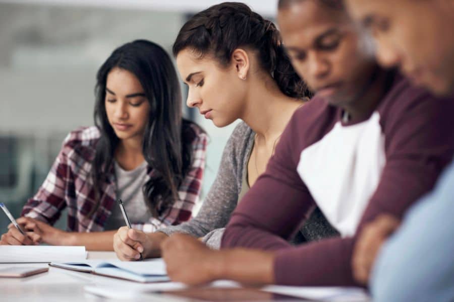 learners practising with past exam papers