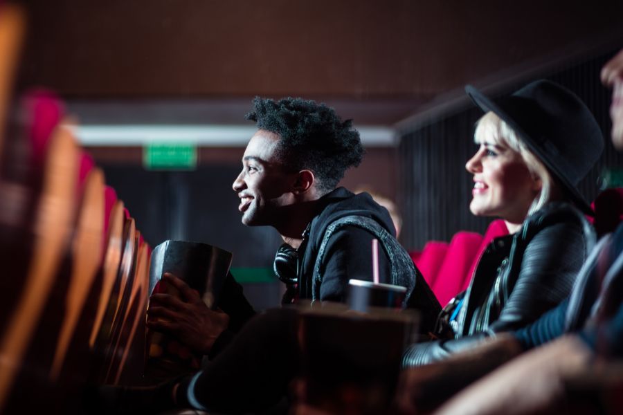 students watching a movie at the cinema