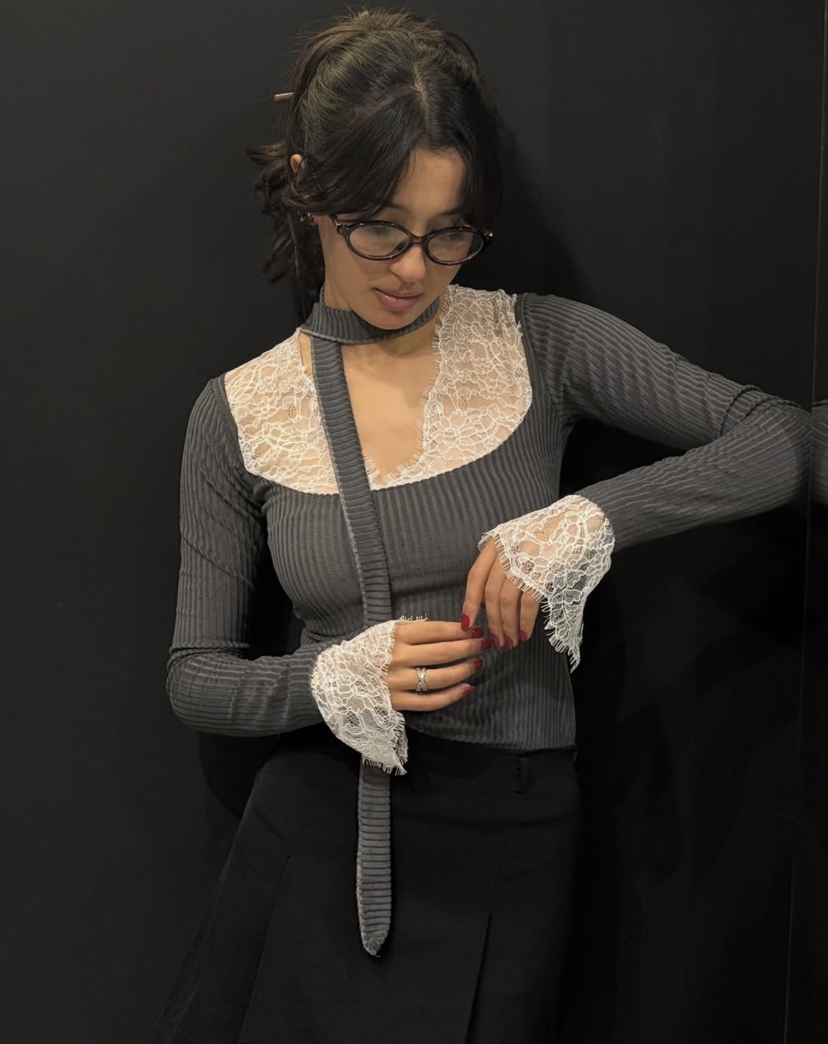 Squareneck lace top thumbnail 3