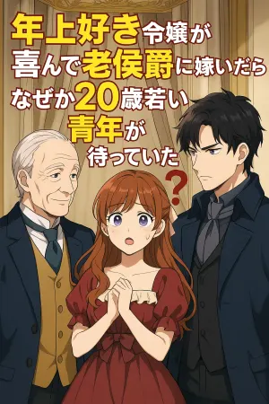 Cover of A young lady who loves older men is excitedly married to an elderly gentleman as his second wife, but finds a 20-year-old young man waiting for her. Why?! by Hibiki Sayama
