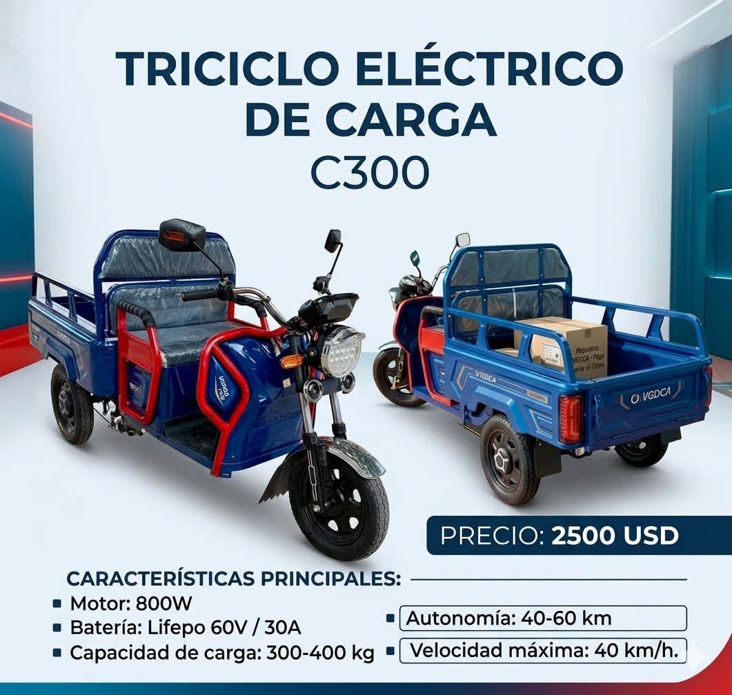 Triciclo Eléctrico de Carga C-300 Mini resumida de forma clara y organizada:🚲