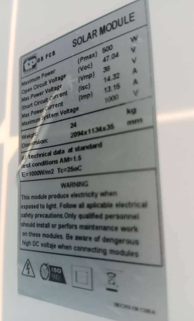 Paneles solares de 500w 