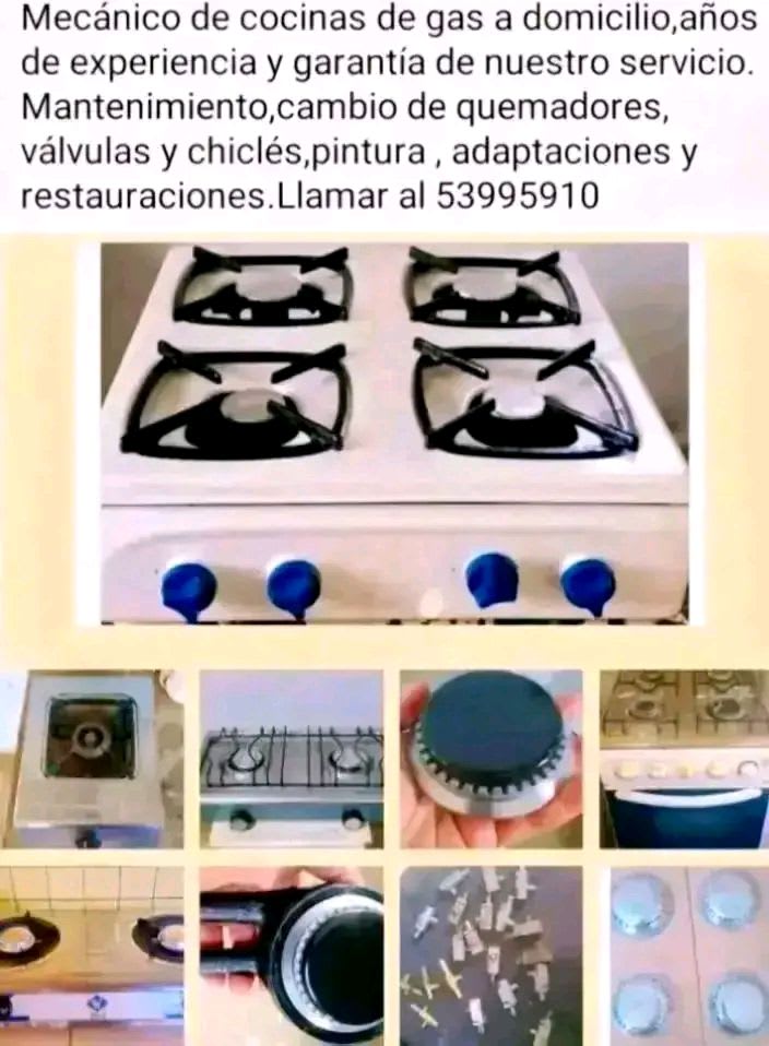 Mecánico de cocina de gas a domicilio sin costo adicional 53995910