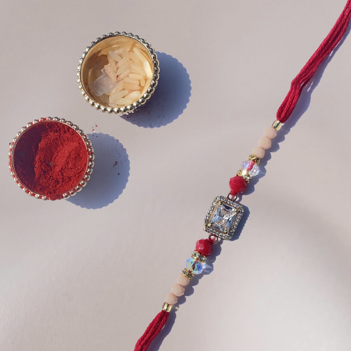 Silver kundan Rakhi