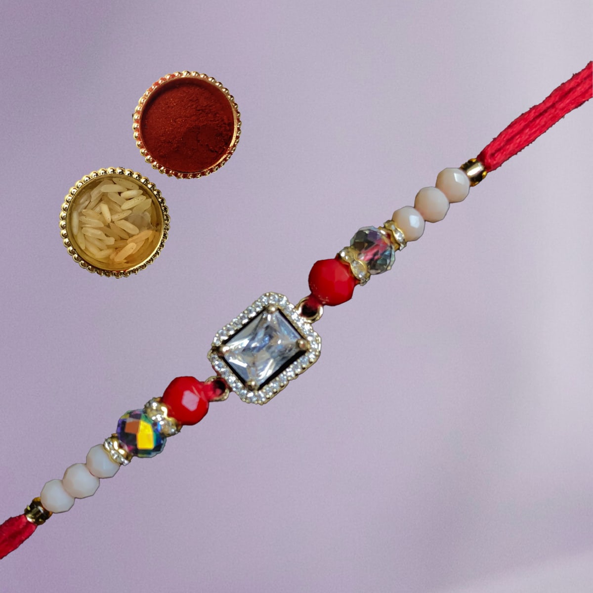 Silver kundan Rakhi