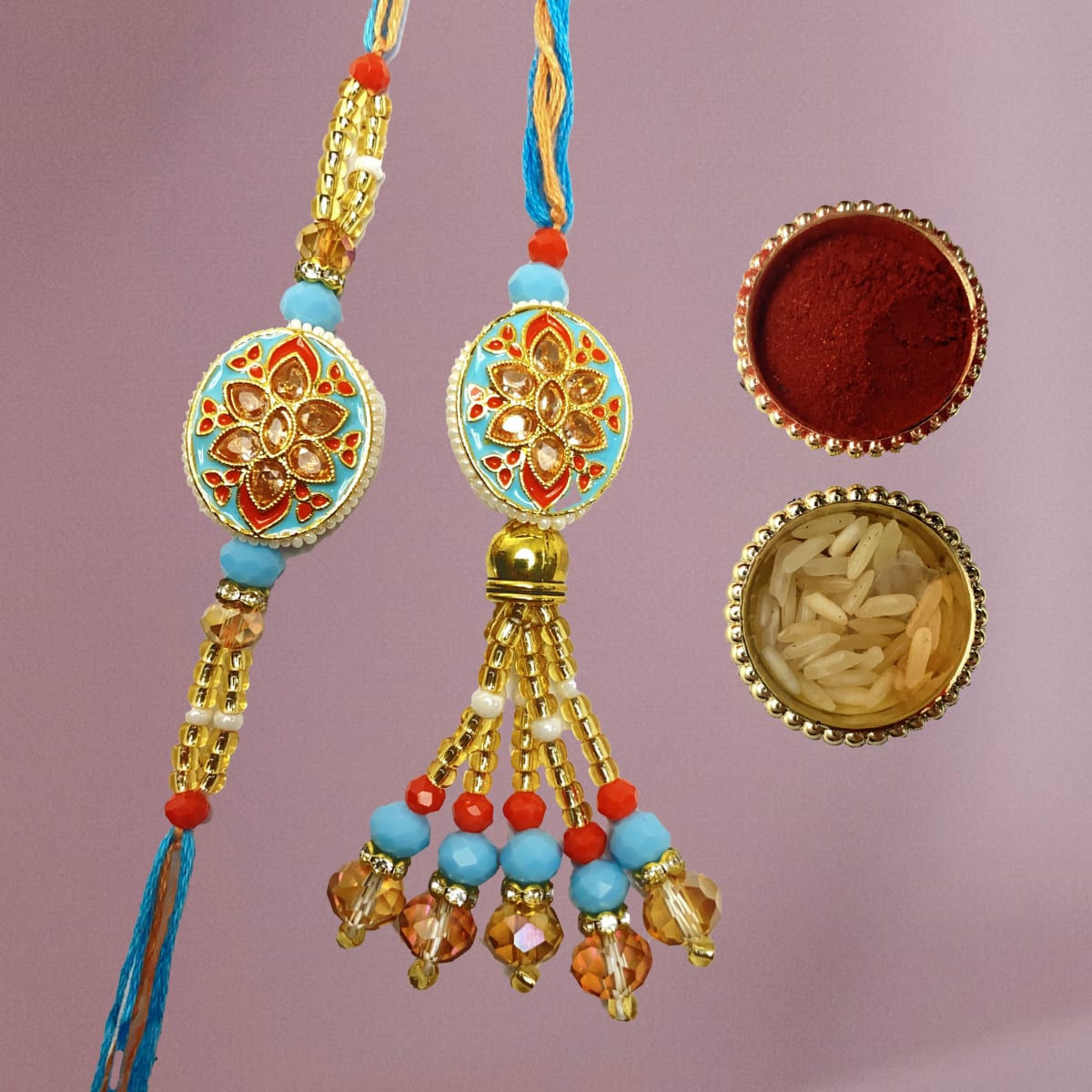 Bhaiya-Bhabhi Rakhi in Kundan