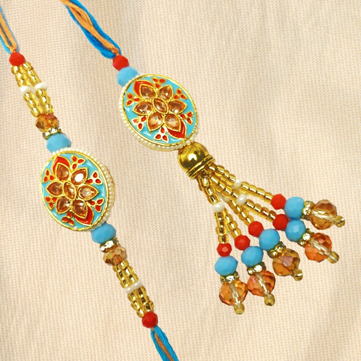 Bhaiya-Bhabhi Rakhi in Kundan