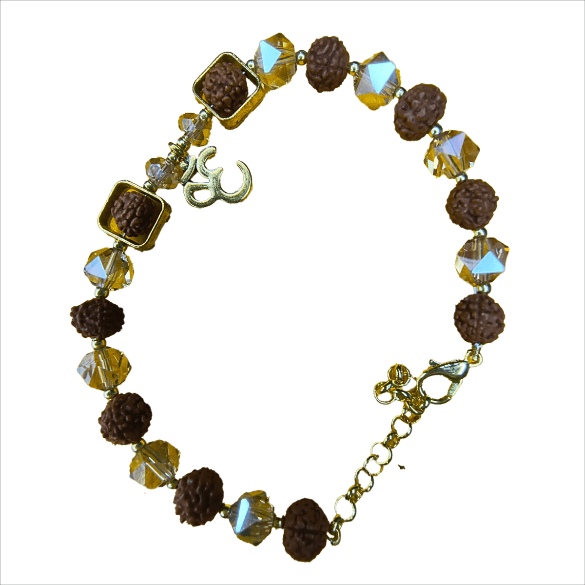 OM Rudraksha Rakhi Bracelet for Brother by Trishaaya | Stylish Rakhi with Rudraksha & Crystal Beads | Adjustable Chain Clasp | Raksha Bandhan Special
