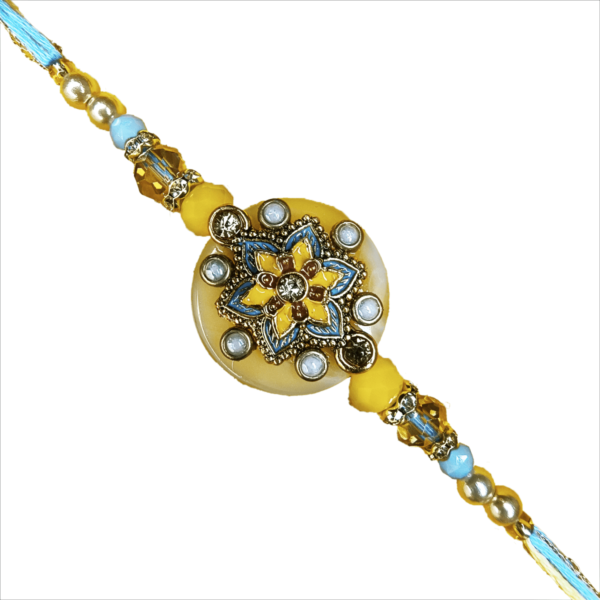 Premium Floral Rakhi with Glossy Centerpiece | Designer Rakhi for Brother