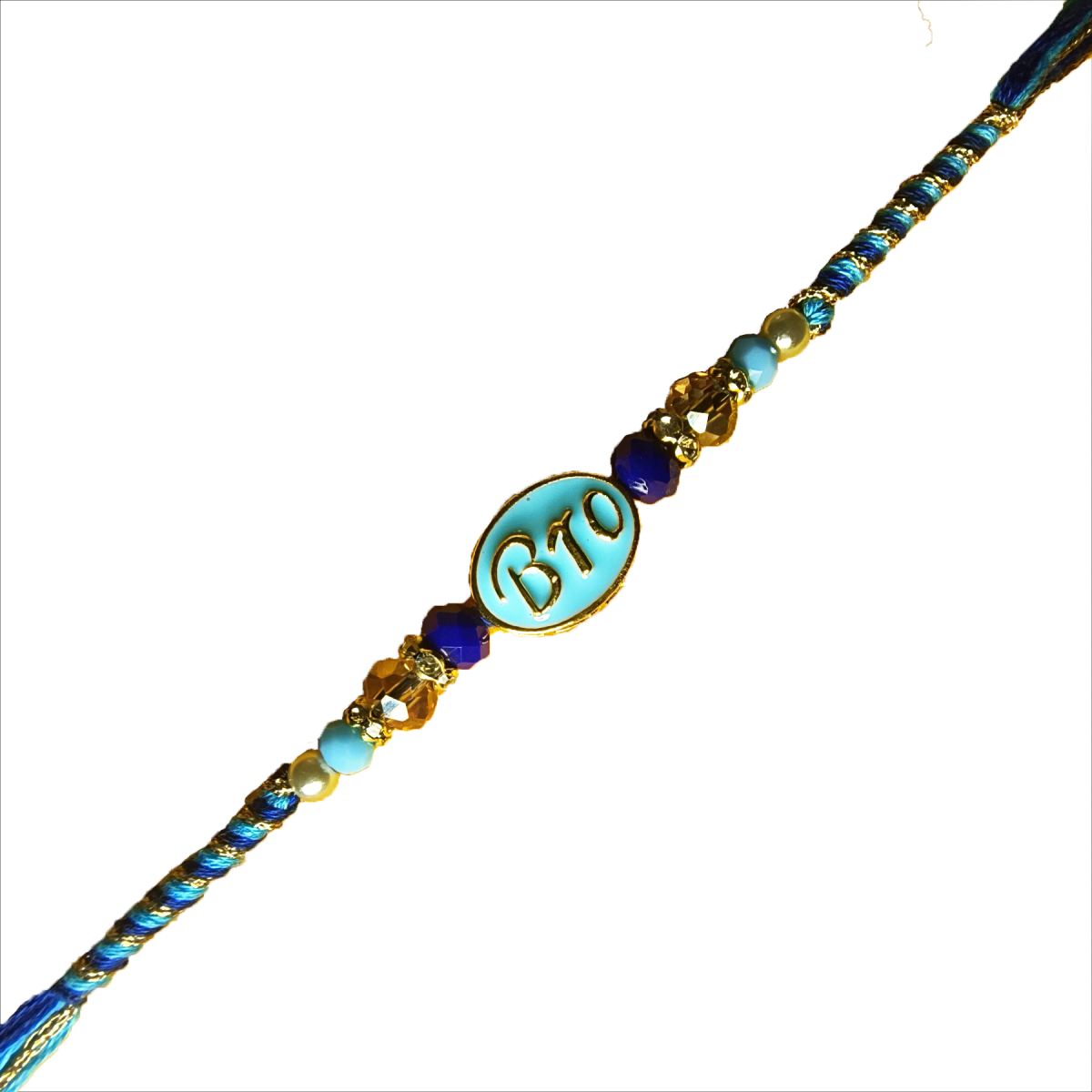 Premium Designer "BRO" Rakhi in Blue & Gold | Handcrafted Rakhi for Brother