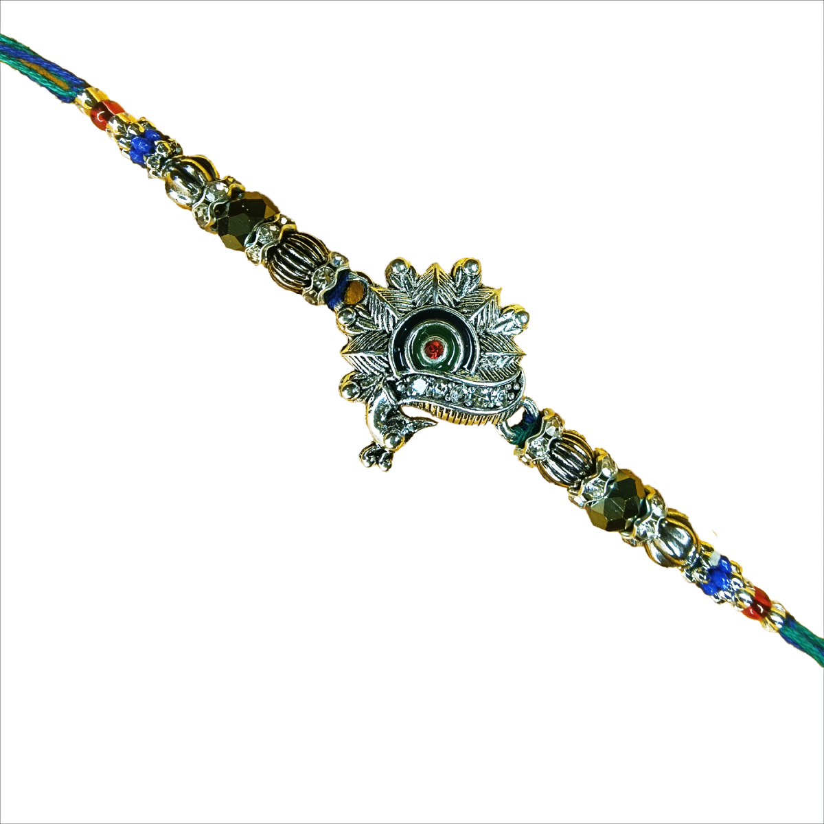 Silver-Look Designer Rakhi for Brother | Metal Motif Rakhi | Raksha Bandhan Rakhi by Trishaaya