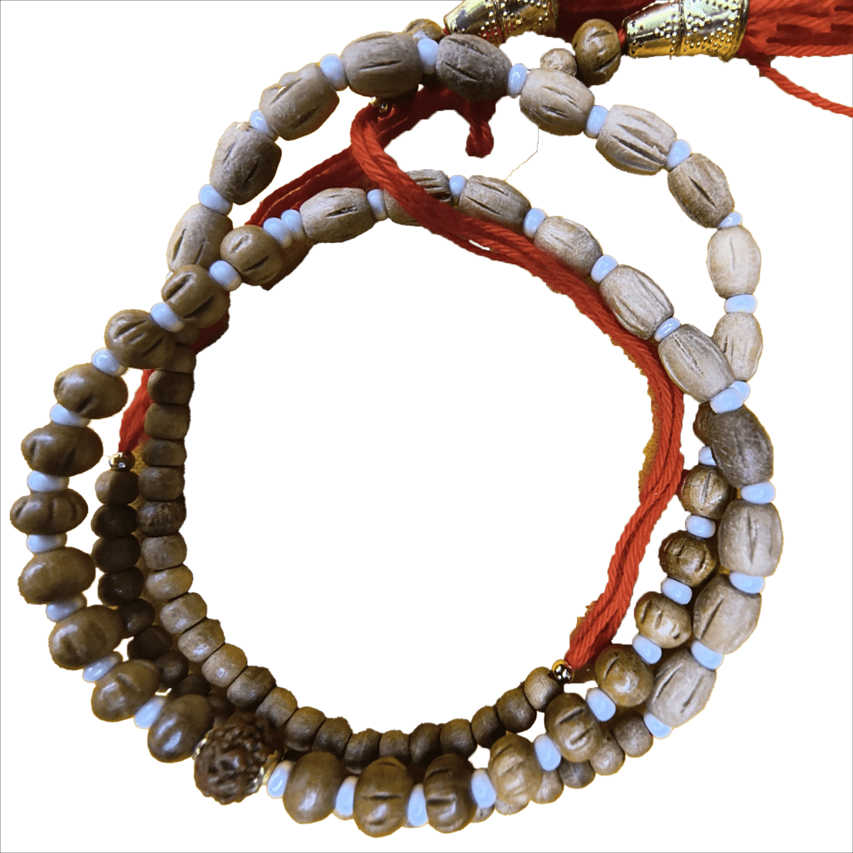 Chandan Beads Rakhi for Brother | Multilayer Wrap Style with Rudraksha & Wooden Beads | Raksha Bandhan Gift by Trishaaya