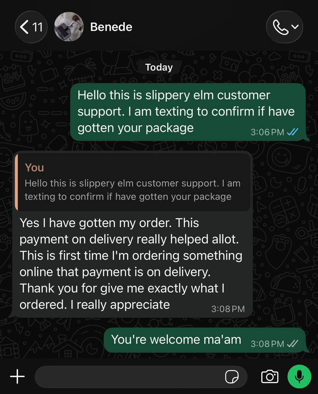 Customer chat review screenshot 4