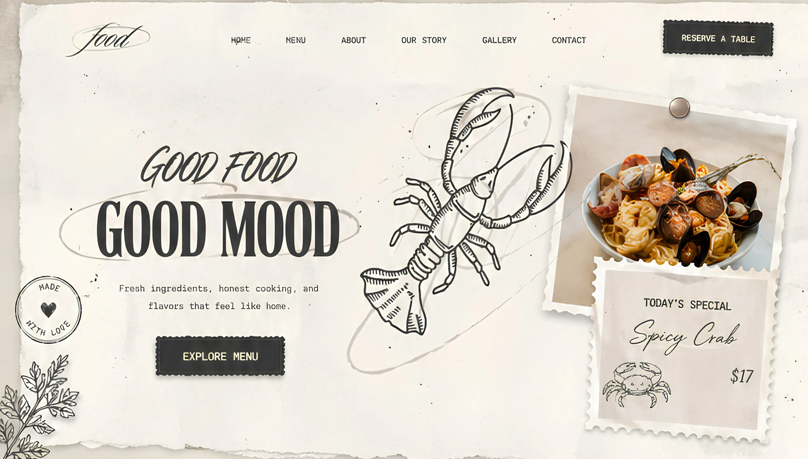 Food Restaurant Website UI Design