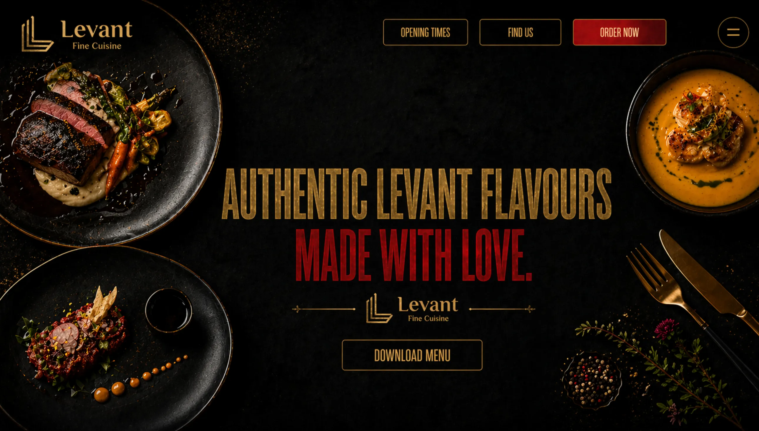 Levant Fine Cuisine Restaurant Website UI