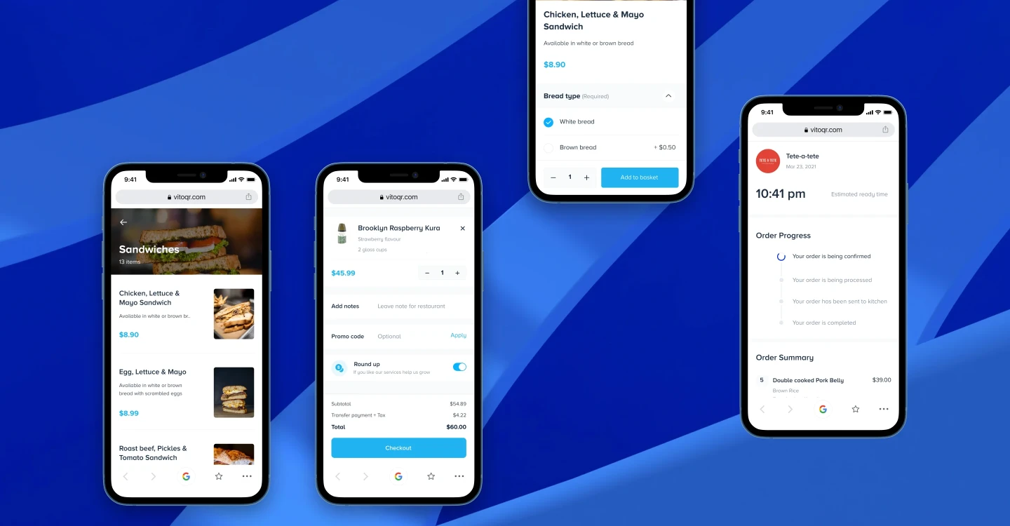 phone mockup showcasing the VitoQR Waiter App project