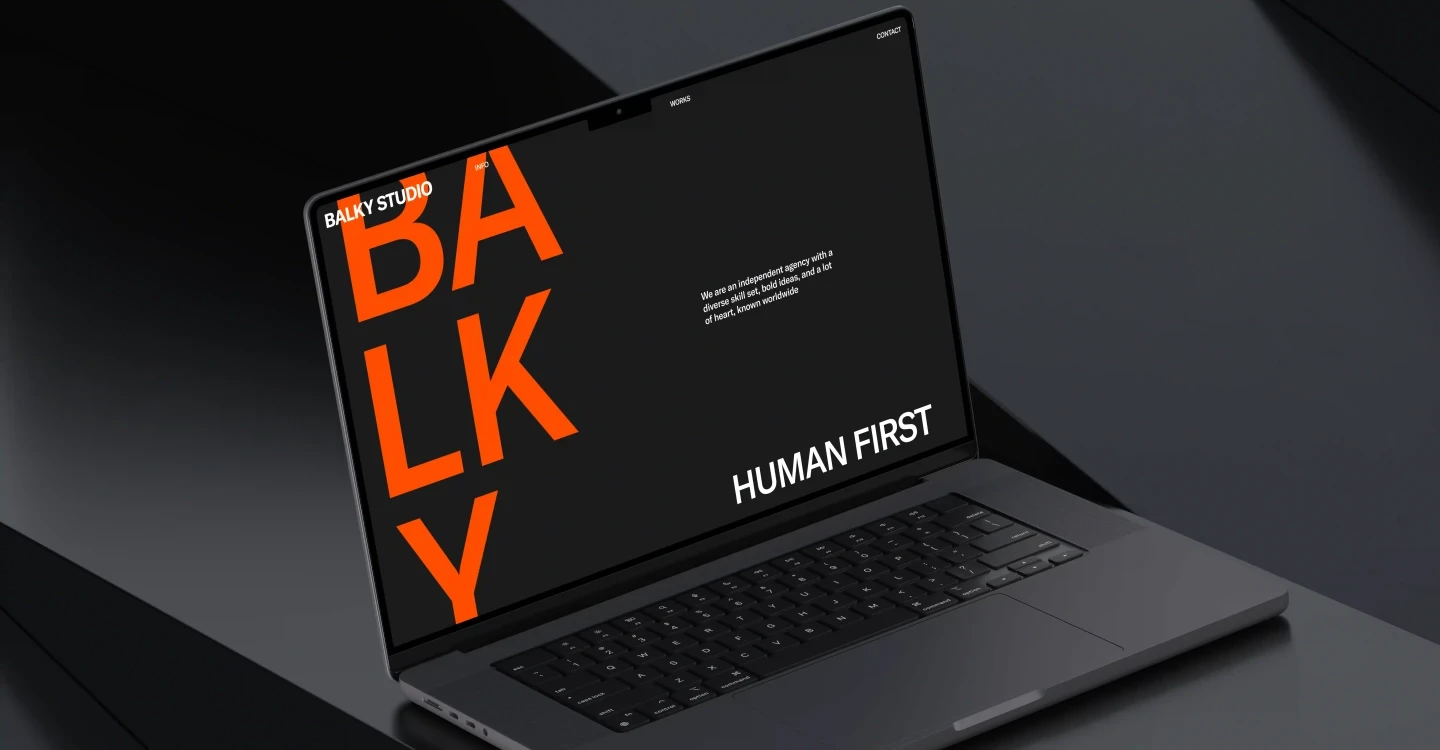 a laptop mockup showing the Balky Studio Website