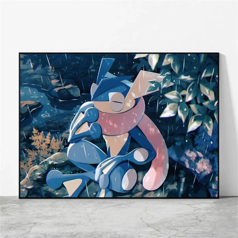 Peinture au Numéro — Amphinobi sous la pluie (Pokémon)