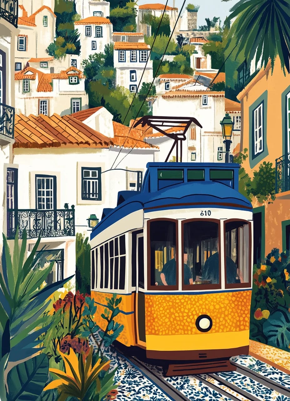 Peinture au Numéro — Tramway jaune de Lisbonne
