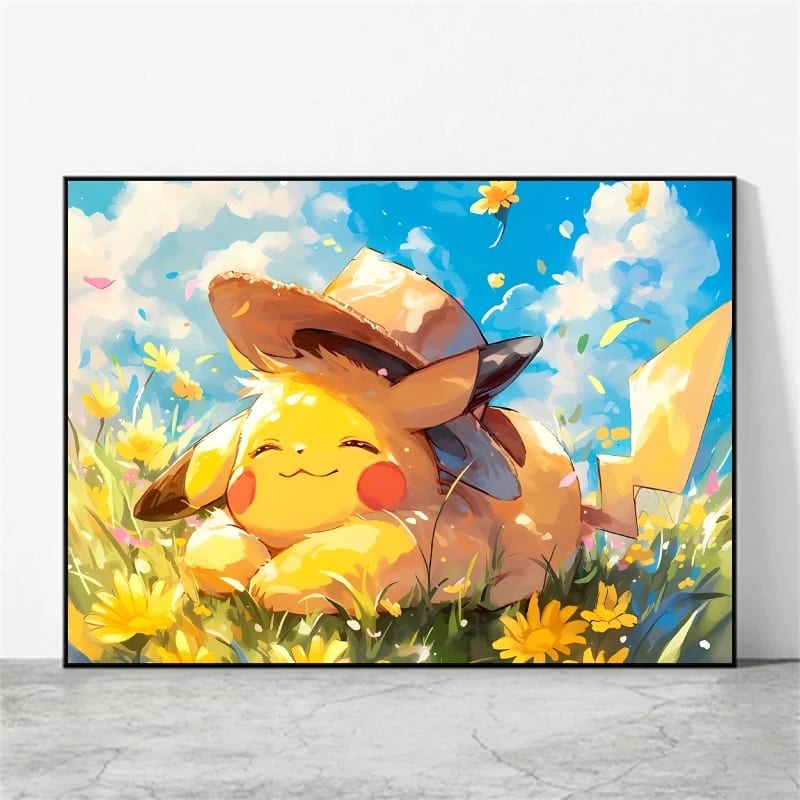 Peinture au Numéro — Pikachu au chapeau de paille (Pokémon)