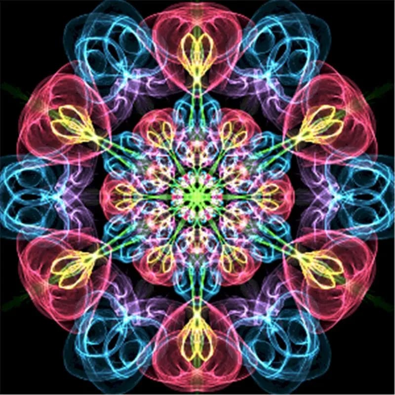 Peinture au Numéro — Mandala fractal lumineux multicolore