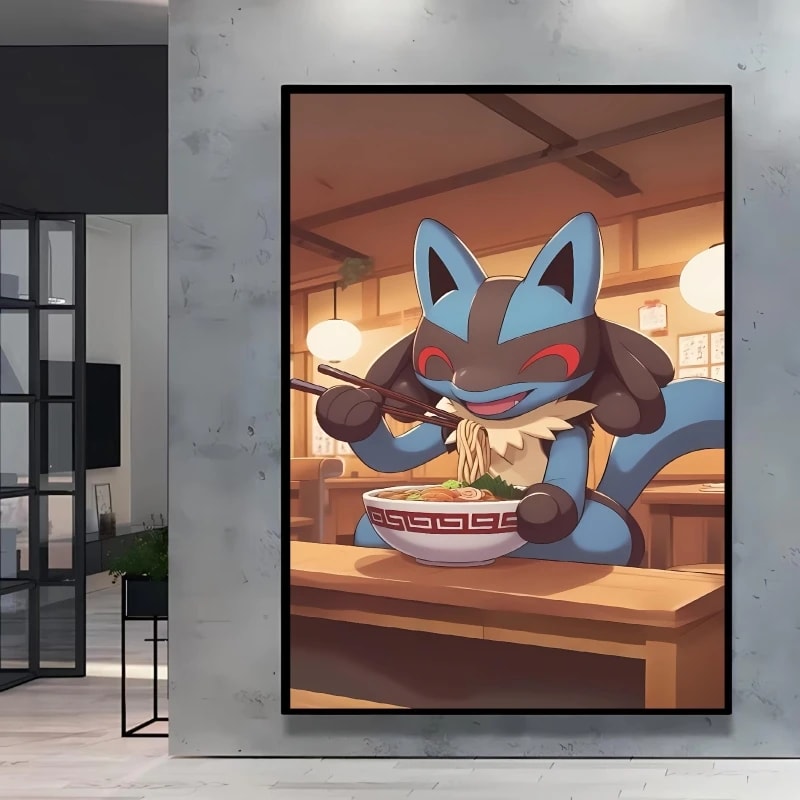 Peinture au Numéro — Lucario mangeant des ramen (Pokémon)