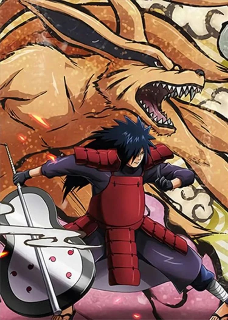 Peinture au Numéro — Madara Uchiwa et le Renard à Neuf Queues (Naruto)