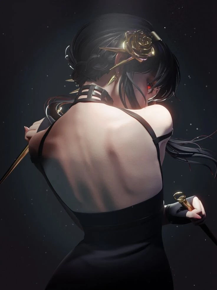 Peinture au Numéro — Yor Forger de dos à la rose dorée (Spy x Family)