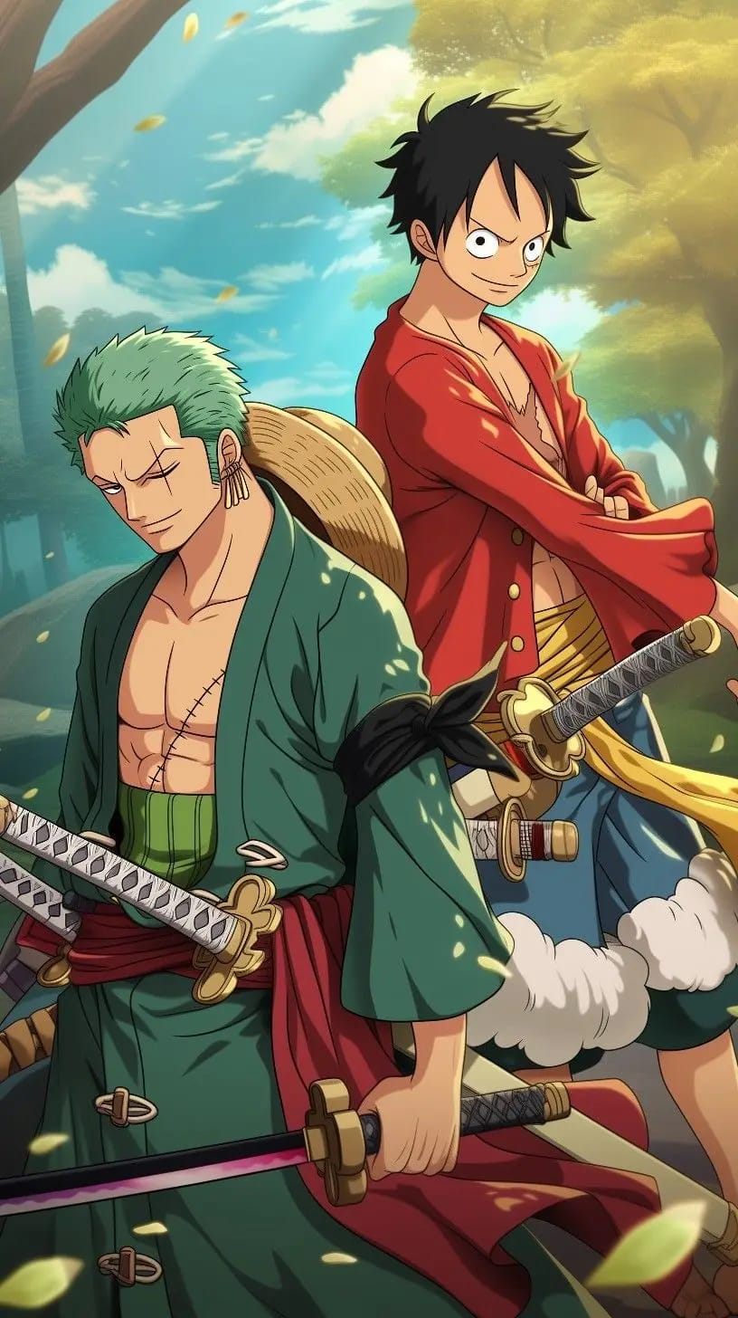 Peinture au Numéro — Luffy et Zoro à Wano (One Piece)