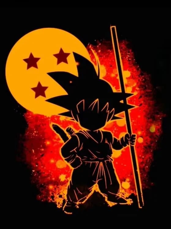 Peinture au Numéro — Silhouette de petit Goku sur boule de cristal (Dragon Ball)