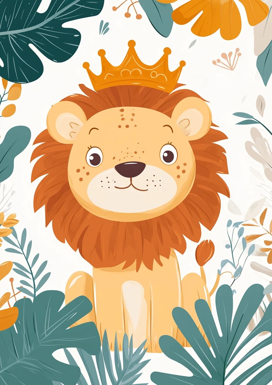 Peinture au Numéro — Lionceau couronné dans la jungle
