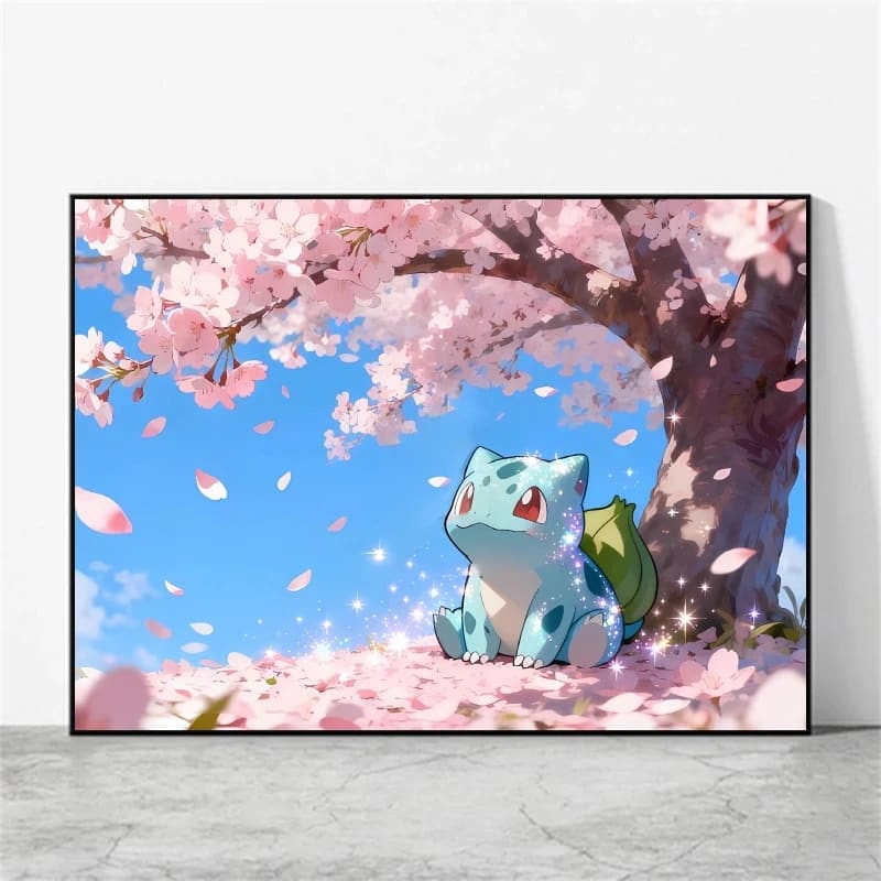 Peinture au Numéro — Bulbizarre sous le cerisier en fleurs (Pokémon)
