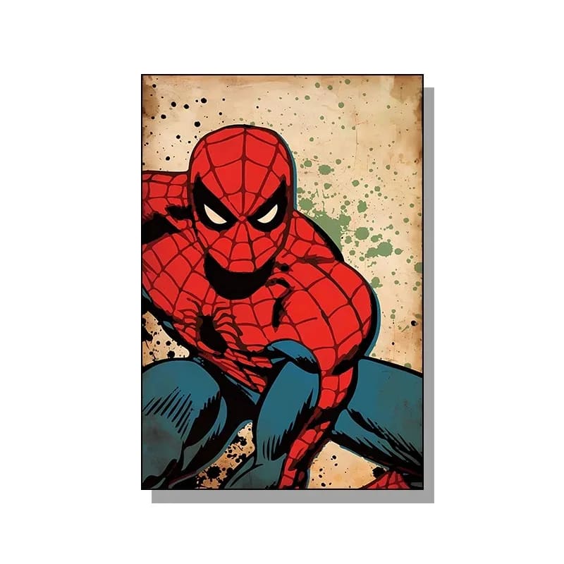 Peinture au Numéro — Spider-Man accroupi, style pop-art vintage (Marvel)