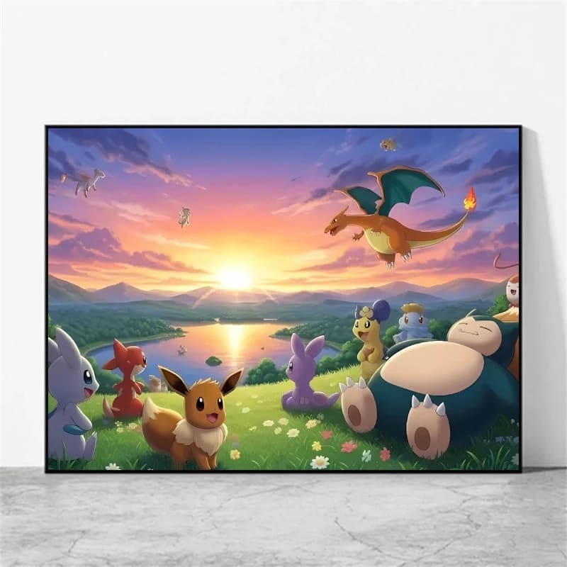 Peinture au Numéro — Pokémon au coucher de soleil (Pokémon)