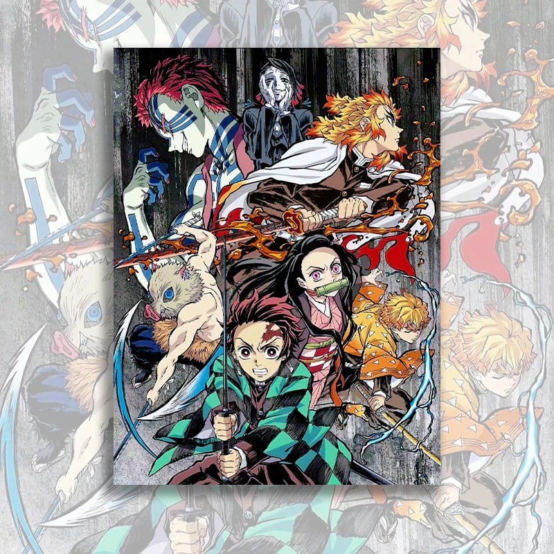 Peinture au Numéro — Rengoku, Nezuko et les héros contre les démons (Demon Slayer)