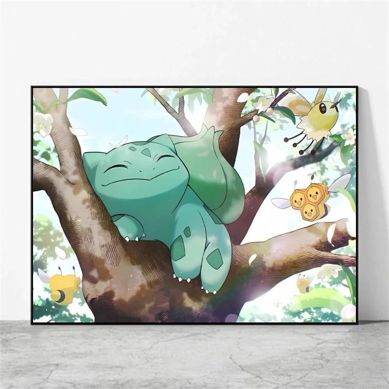 Peinture au Numéro — Bulbizarre endormi dans l'arbre (Pokémon)