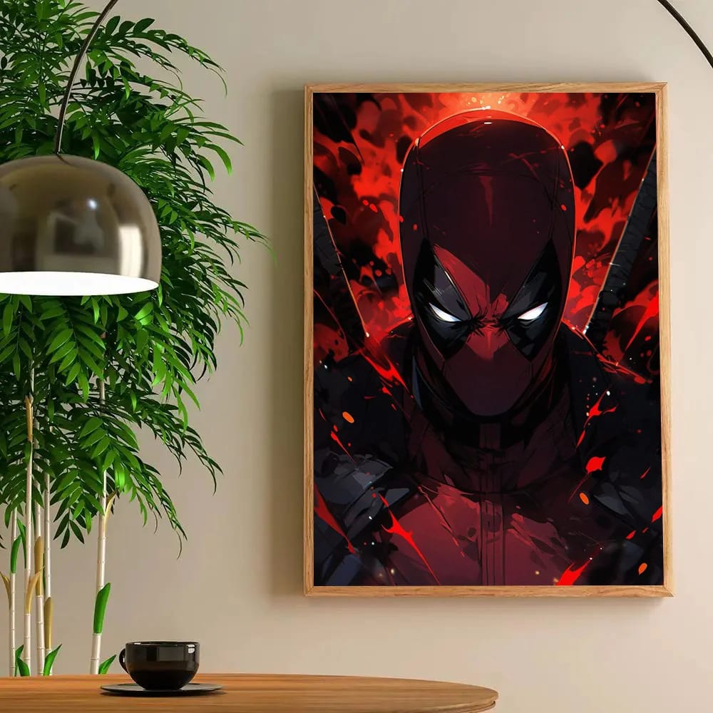 Peinture au Numéro — Deadpool masqué en gros plan, éclats rouges (Deadpool)