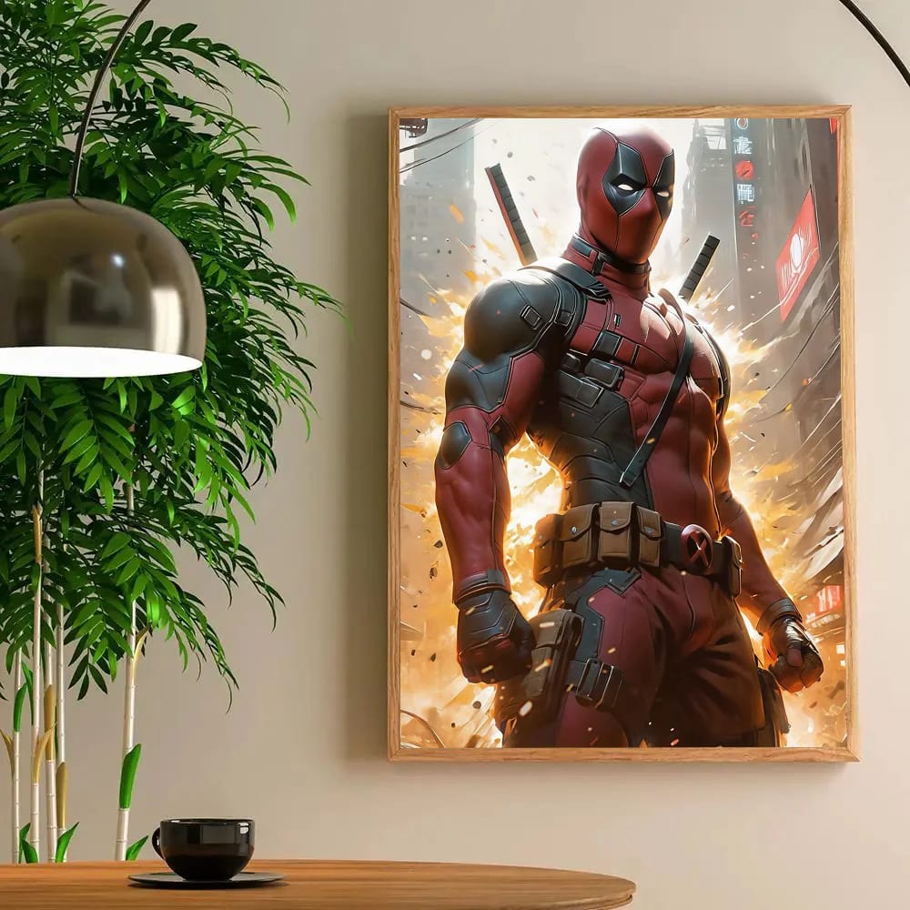 Peinture au Numéro — Deadpool musclé en ville, explosion dorée (Deadpool)