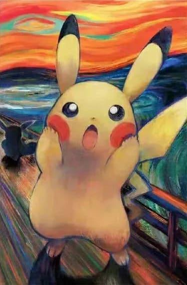 Peinture au Numéro — Pikachu façon « Le Cri » de Munch (Pokémon)
