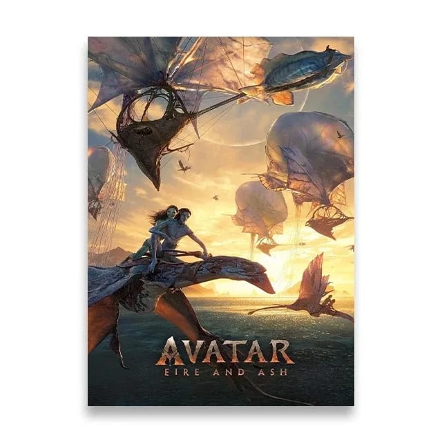 Peinture au Numéro — Couple Na'vi sur banshee au coucher de soleil (Avatar : Fire and Ash)