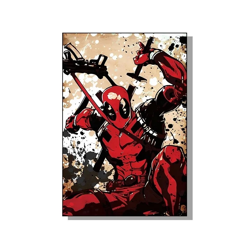 Peinture au Numéro — Deadpool armé, style pop-art éclaboussé (Marvel)