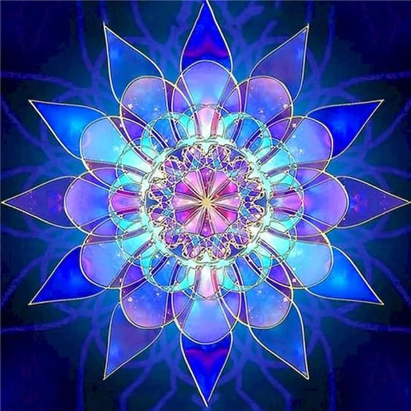 Peinture au Numéro — Mandala fleur de lotus bleu lumineux