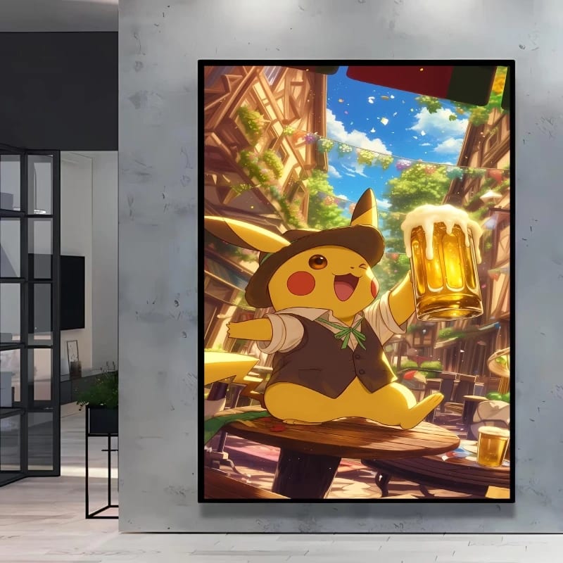 Peinture au Numéro — Pikachu à la chope de bière en fête (Pokémon)