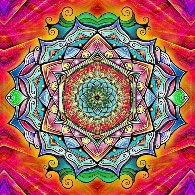 Peinture au Numéro — Mandala psychédélique arc-en-ciel
