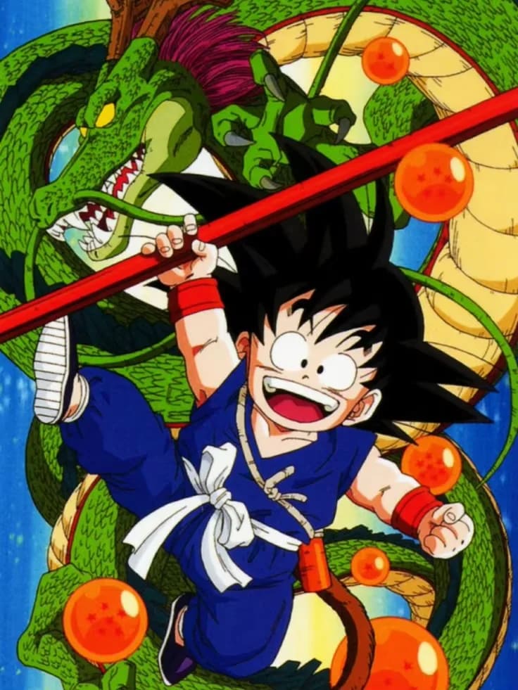Peinture au Numéro — Petit Goku chevauchant Shenron (Dragon Ball)