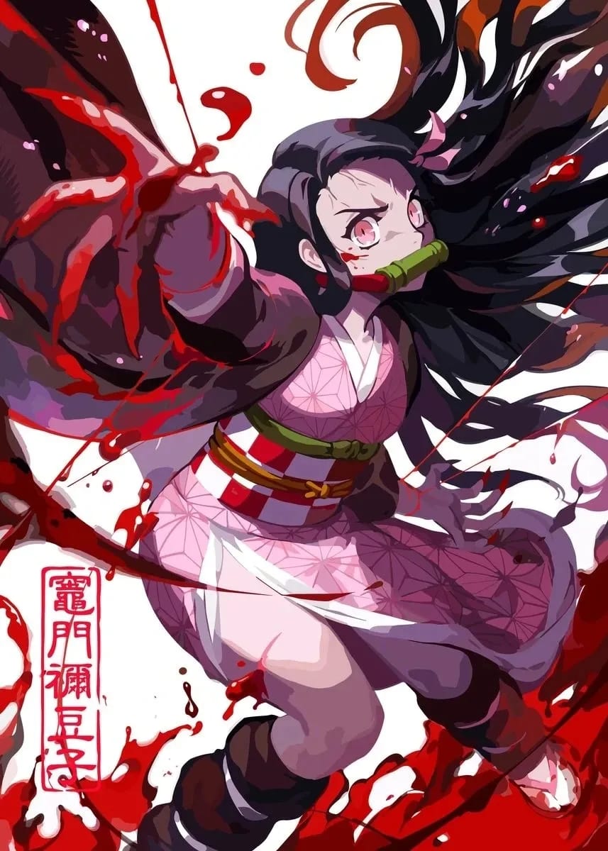Peinture au Numéro — Nezuko Kamado démon en furie (Demon Slayer)